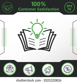 Learning, education, book, idea, bulb vector icon graphic elements for your work - Modern design
