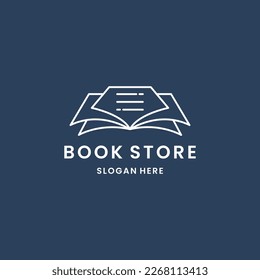 learning education book store shop vector logo design template line art icon .