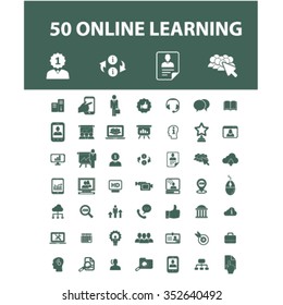 learning, education, business training  icons, signs vector concept set for infographics, mobile, website, application
