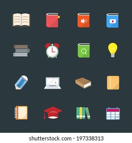 Learning education color icon set