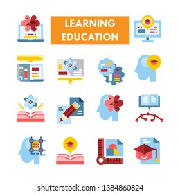 Learning Education flat vector icon set