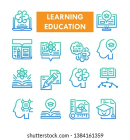 Learning Education gradient vector icon set