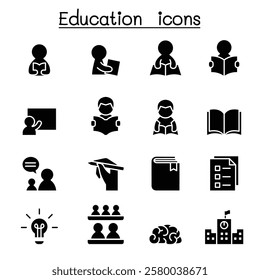 Learning and Education icon set in glyph style