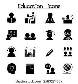 Learning and Education icon set in glyph style