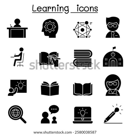 Learning and Education icon set in glyph style