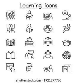 Learning And Education Icon Set In Thin Line Style