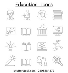 Learning and Education icon in thin line style