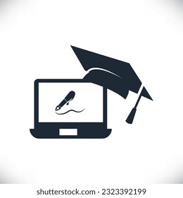 learning education laptop icon vector isolated on white background