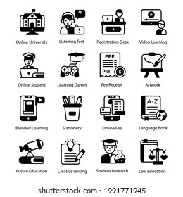 Learning and Education Solid Icons Pack