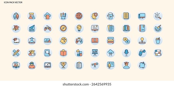 Learning and Education Vector Icon Pack - Digital Resources, Academic Tools, and Knowledge Icons