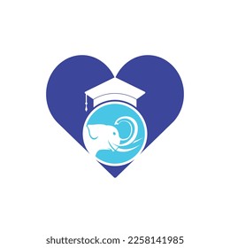 Learning elephant vector logo design. Elephant with a graduation cap icon logo.