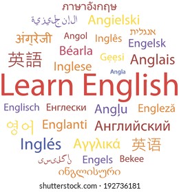 Learning English, different languages. Vector.