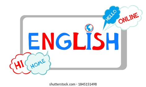 Learning english. Online english lesson for pupils and students. Video course, distance education, web seminar, internet class, personal teacher service. Education vector illustration