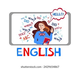 Aprender inglés. Curso de inglés en línea para alumnos y estudiantes. Curso de video, educación a distancia, seminario web, clase de internet, servicio personal de docentes. Aprender inglés concepto Universidad de Gran Bretaña