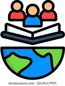 Learning Environment Icon Lineal Color Vector Illustration