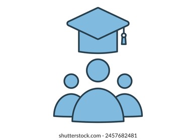 learning environment icon. icon related to education and online education. suitable for web site, app, user interfaces, printable etc. flat line icon style. simple vector design editable