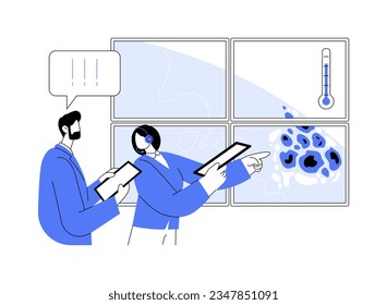 Apprendre les conditions météorologiques extrêmes concept abstrait illustration vectorielle. Groupe d'analystes traite des changements climatiques, de l'industrie de l'écologie, de la métaphore abstraite des sciences de l'environnement.