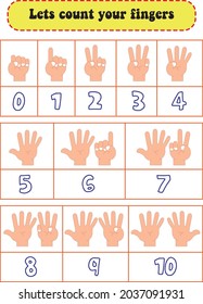 Learning Finger Counting Kindergarten Stock Vector (Royalty Free ...