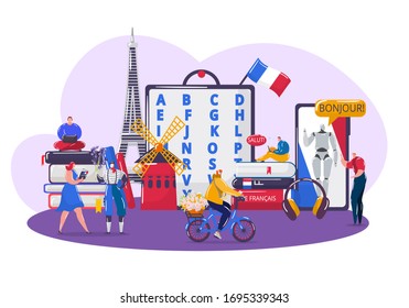 Learning French Language Vector Illustration Cartoon Stock Vector ...