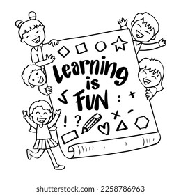 Learning is fun with happy kids. Wall art for classroom poster