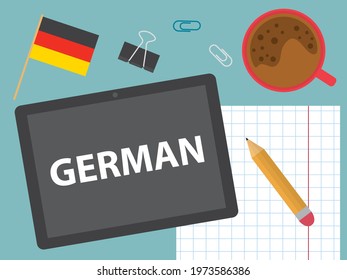 learning german language concept - vector illustration