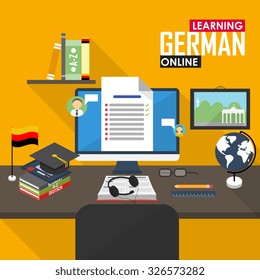 Learning German. Online Learning, Distance Education, Online Training Courses.