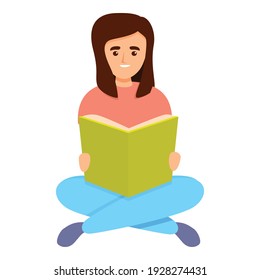 Learning girl icon. Cartoon of learning girl vector icon for web design isolated on white background