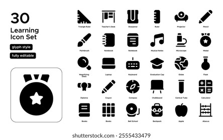 Learning Glyph Icon Set: Knowledge Acquisition, Training Programs, and Student Success Icons