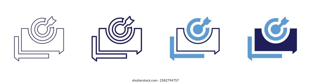 Learning goal icon in 4 different styles. Thin Line, Line, Bold Line, Duotone. Duotone style. Editable stroke.