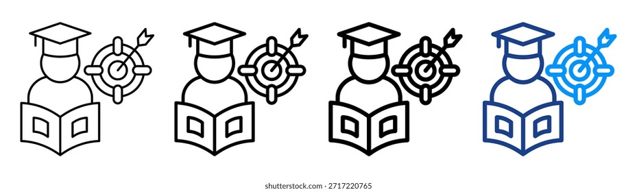 Conjunto de Colección de contorno diferente de ícono de objetivos de aprendizaje