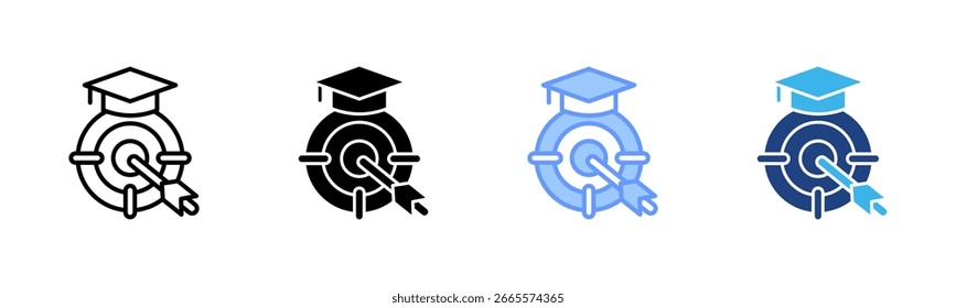 Learning Goals icon set multiple style collection