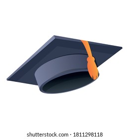 Icono del sombrero de graduación. Caricatura del aprendizaje Icono del vector de graduación para el diseño web aislado en fondo blanco