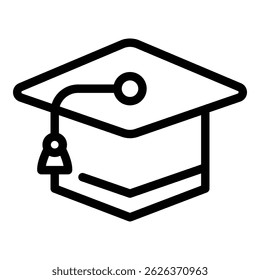 Learning graduation hat icon. Outline learning graduation hat vector icon for web design isolated on white background