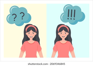 Learning and Growing Children. A Cute Girl thinking. Think not, do not understand, Think out.