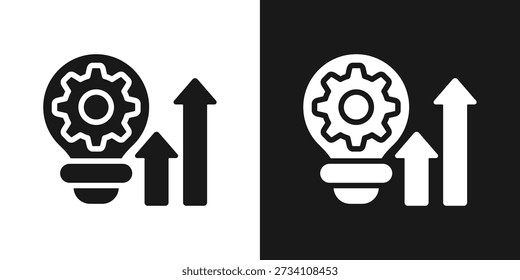 Icono de crecimiento de aprendizaje en estilo de glifo blanco y negro