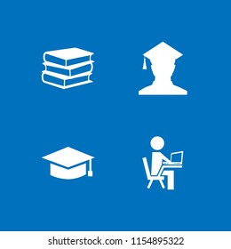 learning icon. 4 learning set with book and student vector icons for web and mobile app