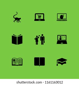 learning icon. 9 learning set with zoo, student, teacher and book vector icons for web and mobile app