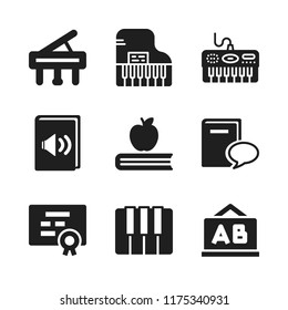 learning icon. 9 learning vector icons set. chalkboard, book and book and speech bubble icons for web and design about learning theme