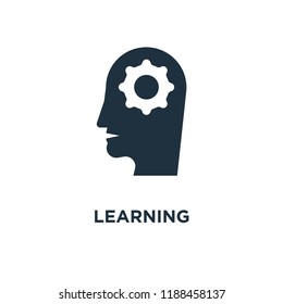 Learning icon. Black filled vector illustration. Learning symbol on white background. Can be used in web and mobile.