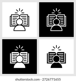 Icono de aprendizaje con fondo blanco y negro