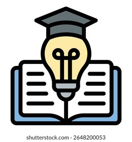 ícone de aprendizagem ilustração de estilo de linha plana representando aquisição de conhecimento e desenvolvimento de habilidades, adequado para educação, treinamento e projetos de crescimento pessoal