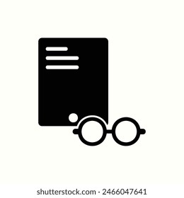 learning icon, isolated black style icon illustration