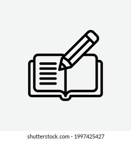  learning icon, isolated learning outline icon in light grey background, perfect for website, blog,  logo, graphic design, social media, UI, mobile app, EPS 10 vector illustration