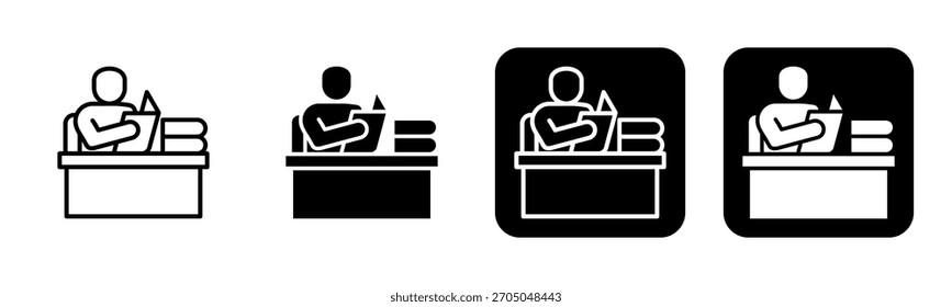Learning Icon Line and Black Fill Style Collection