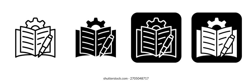 Learning Icon Line and Black Fill Style Collection