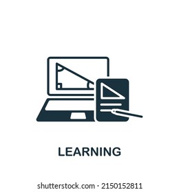 Learning icon. Monochrome simple Brain Process icon for templates, web design and infographics