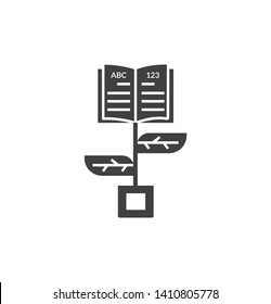 Learning icon open book with tree. vector education sign and symbol.