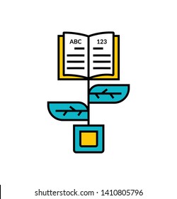 Learning icon open book with tree. vector education sign and symbol.