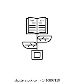 Learning icon open book with tree. vector education sign and symbol.