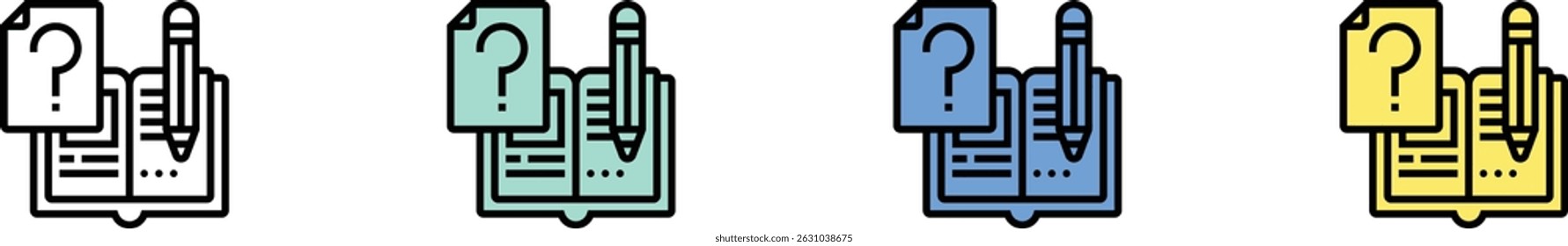 learning icon. Outline, Green, Blue and Yellow Style Design Isolated On White Background